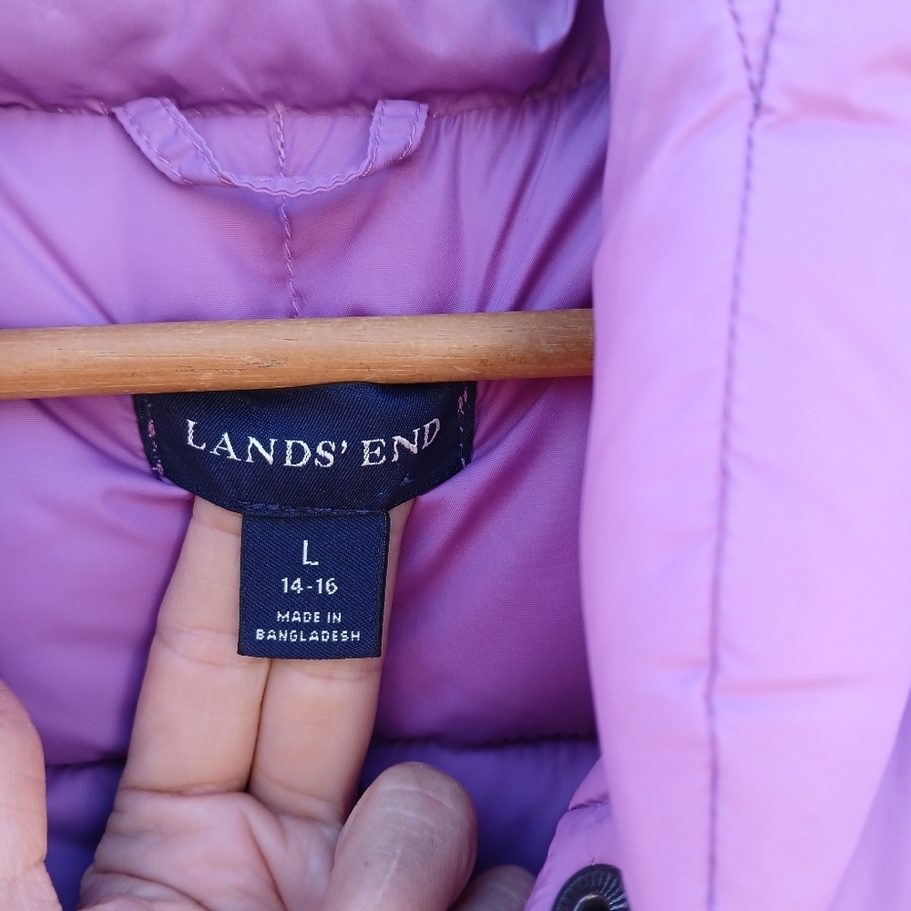Lands' End Down Puffer Vest Purple Large - Picture 2 of 5